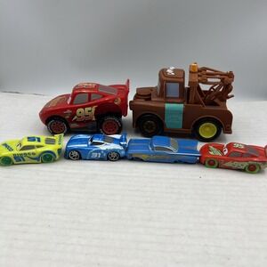 Disney Pixar Cars Toy Lot Talking Mater Push N Go Lightning McQueen Dinoco